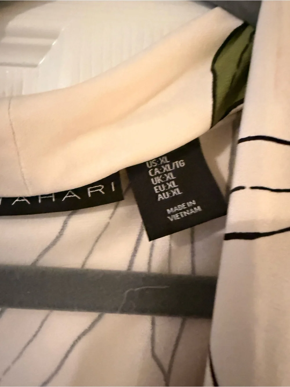 Tahari Cream Botanical Cowl Neck Sleeveless Top